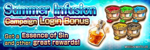 Get Essence of Sin and Mitama Extract in the Summer Infusion Campaign Login Bonus!