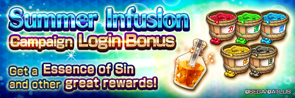 Get Essence of Sin and Mitama Extract in the Summer Infusion Campaign Login Bonus!