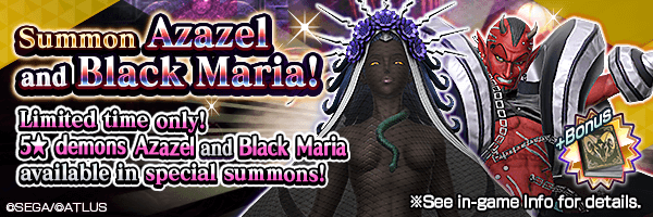 A chance to summon 5★ Azazel and Black Maria! Faith Summons Incoming!