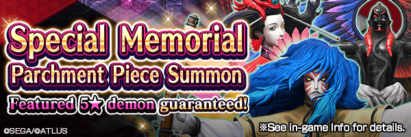 [SHIN MEGAMI TENSEI 30th Anniversary] Summon Rare Demons! Special Memorial Parchment Piece Summon